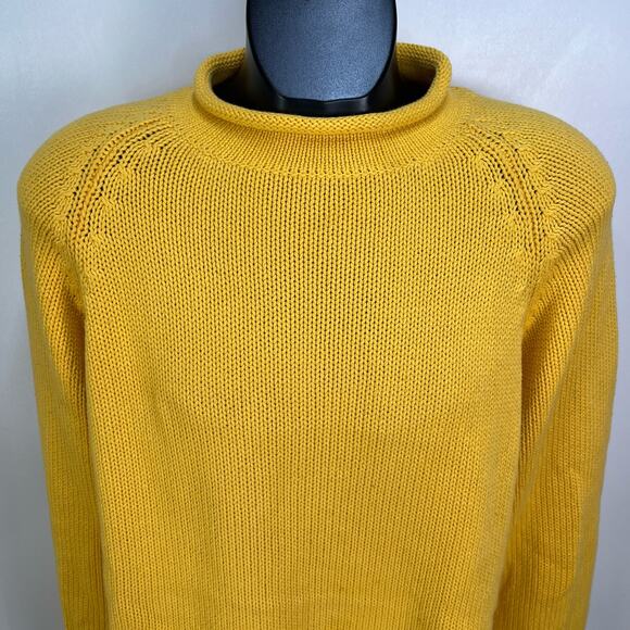 Vintage 1988 J. Crew Cotton Rollneck Sweater Yellow Turtleneck Unisex - Picture 2 of 9